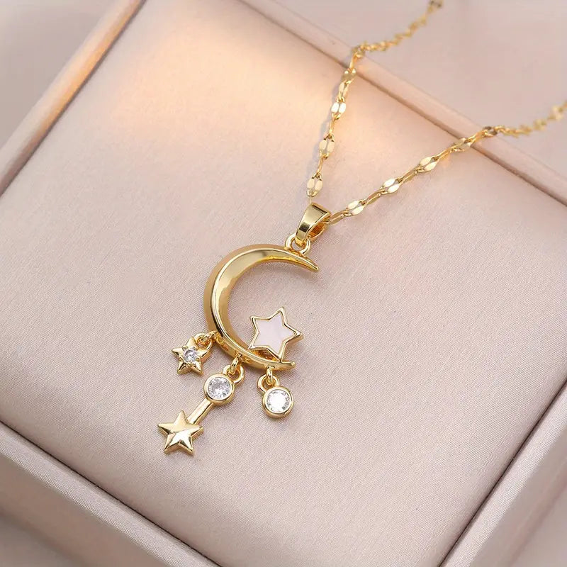 Moon And Stars Neckless Woman (Stainless Stael )