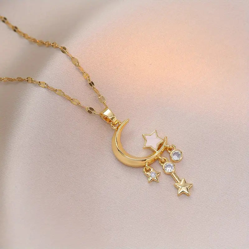 Moon And Stars Neckless Woman (Stainless Stael )