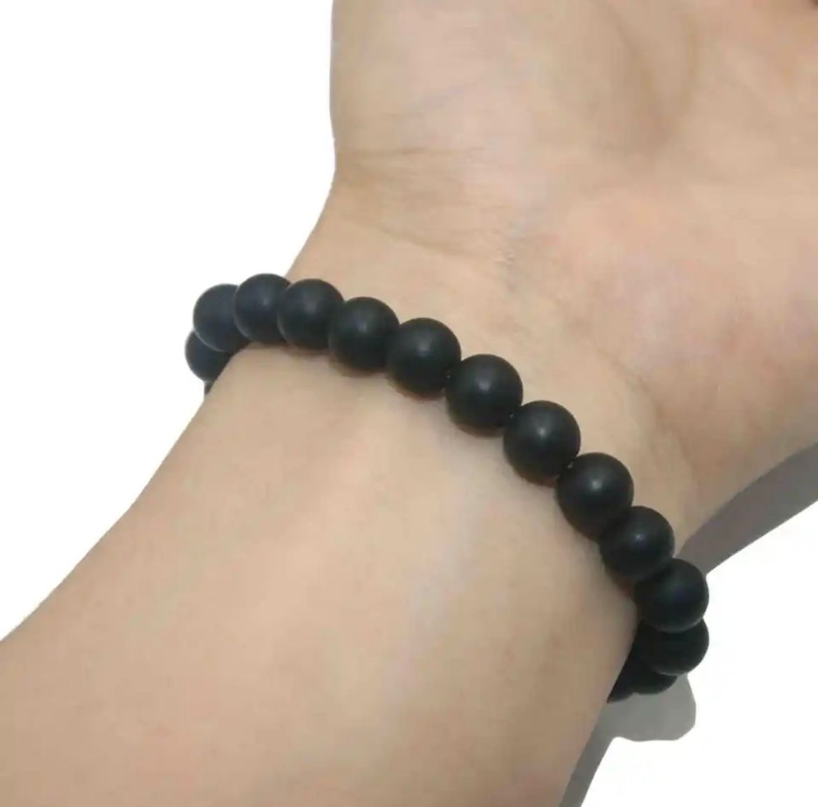 Matte Black Onyx stretchable bracelet for men & women