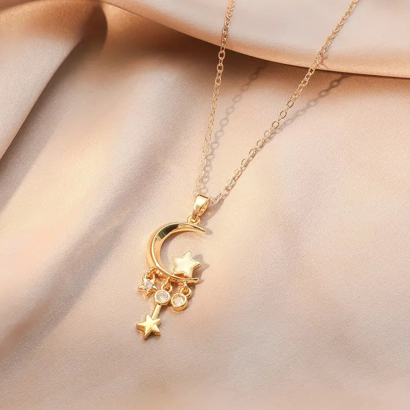 Moon And Stars Neckless Woman (Stainless Stael )