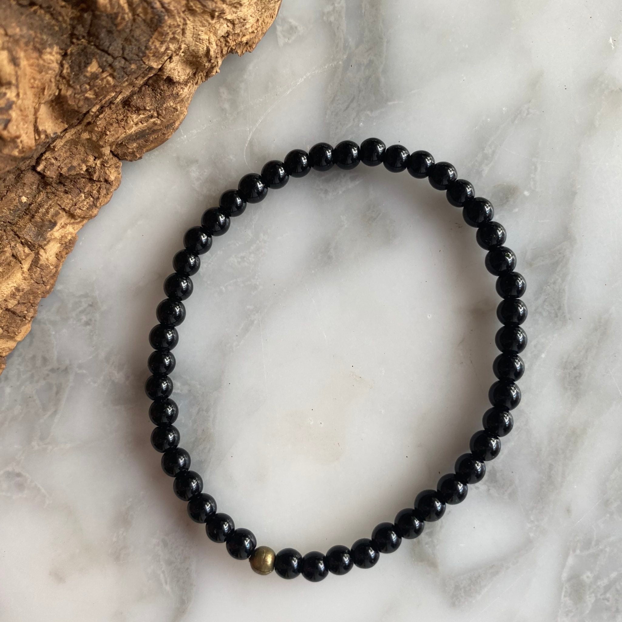 Matte Black Onyx stretchable bracelet for men & women